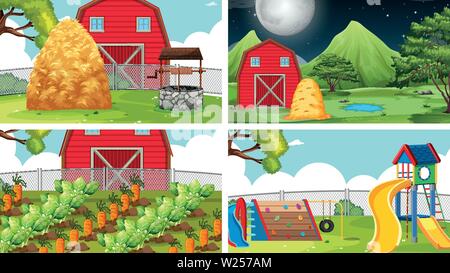 Set di diverse scene illustrazione Illustrazione Vettoriale