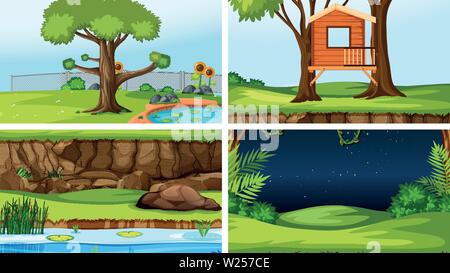 Set di diverse scene all'aperto illustrazione Illustrazione Vettoriale