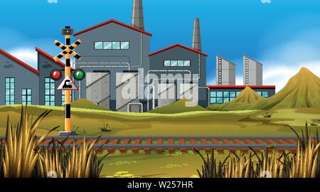 Treno di fabbrica traccia illustrazione dello sfondo Illustrazione Vettoriale