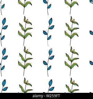 Il fogliame Seamless pattern con stile minimalista Illustrazione Vettoriale