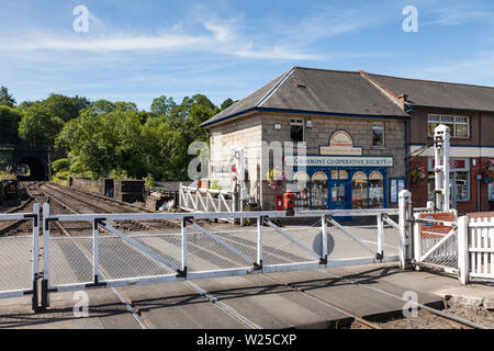 La vista dalla stazione Grosmont, sulla North Yorkshire Moors Railway nel nord dell'Inghilterra. Foto Stock