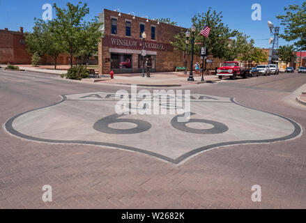 La storica Route 66 in Winslow Arizona USA Foto Stock