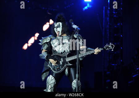 KISS esegue a Hellfest, Clisson in Francia il "fine della strada tour, Giugno 22nd, 2019 Foto Stock