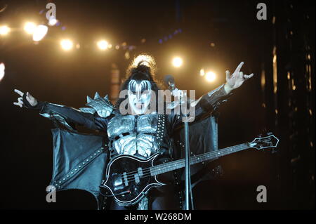 KISS esegue a Hellfest, Clisson in Francia il "fine della strada tour, Giugno 22nd, 2019 Foto Stock