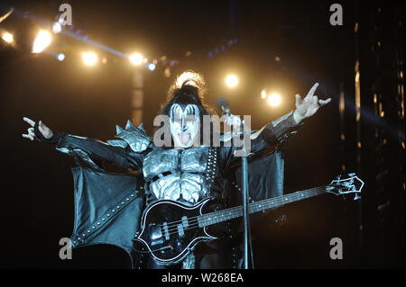 KISS esegue a Hellfest, Clisson in Francia il "fine della strada tour, Giugno 22nd, 2019 Foto Stock