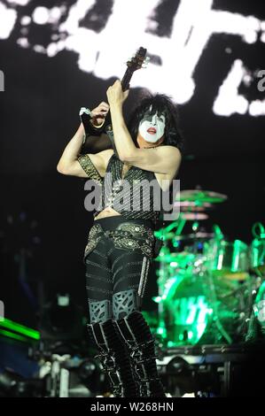 KISS esegue a Hellfest, Clisson in Francia il "fine della strada tour, Giugno 22nd, 2019 Foto Stock