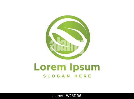 Lettera S una foglia sana Logo ispirazione isolata su sfondo bianco Illustrazione Vettoriale