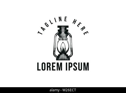 Lanterna disegnati a mano, adventure , il logo di campeggio Illustrazione Vettoriale