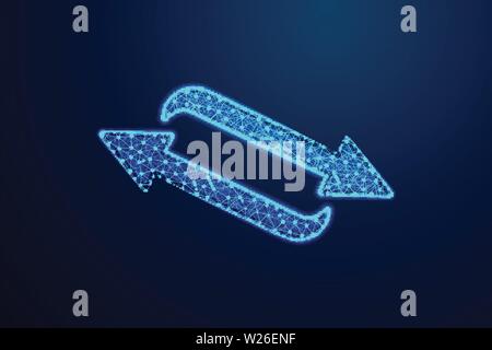 Aggiornamento alla moda segno isolato su sfondo bianco, elegante traliccio colorato icona rinnovare, dimensionale tech il simbolo refresh. Riciclare. Freccia in su e in giù, Abs Illustrazione Vettoriale