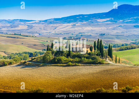 Siena, Italia - 22 Settembre 2013: la splendida vista del Podere Belvedere in tarda estate Foto Stock