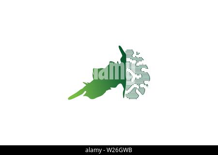 Il cervello e il simbolo medico disegni logo ispirazione isolata su sfondo bianco Illustrazione Vettoriale