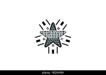 Star, Home, casa, appartamento disegni Logo ispirazione isolata su sfondo bianco Illustrazione Vettoriale