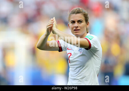 L'Inghilterra del Karen Carney applaude i tifosi alla fine della FIFA Coppa del Mondo Donne terzo posto Play-Off allo Stade de Nice, Nice. Foto Stock