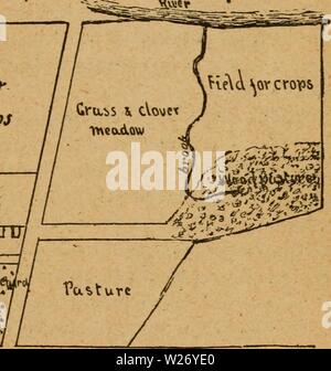 Immagine di archivio da pagina 26 del casaro's manuale; una pratica. Il casaro's manuale; una pratica Treatise on il caseificio dairymansmanualp01stufare Anno: 1888 i)ariosa fattorie. n e sporcare le colture. Una strada pubblica correva lungo la parte anteriore della fattoria e un altro che fu divisa in due parti quasi uguali. Da recinzioni in un aperto molto legno e semina verso il basso con erbe miste, un pascolo ombreggiato, fornito con una molla di permanente, è stato realizzato per l'esercizio delle mucche. Un piccolo campo di pascolo è stata realizzata mediante inseminazione con erba mazzolina e trifoglio vicino al cortile e di un cancello sulla strada ha dato il facile accesso ad essa. Un altro Foto Stock