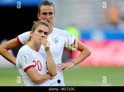 L'Inghilterra del Karen Carney alla fine della FIFA Coppa del Mondo Donne terzo posto Play-Off allo Stade de Nice, Nice. Foto Stock