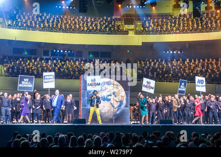 La corale musical 'Martin Luther King' è stata eseguita su 20.6.2019 presso la chiesa protestante del Congresso Dortmund Westfalenhalle con più di 2.000 partecipanti. Foto Stock