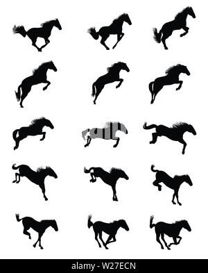 Horse jumping sequenza di anaimazione silhouette, loop animazione sprite foglio vettore Illustrazione Vettoriale