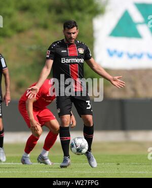 Wuppertal, Deutschland. 06 Luglio, 2019. firo: 06.07.2019, calcio, 1.Bundesliga, stagione 2019/2020, Test match, WSV, Wuppertal SV - Bayer 04 Leverkusen Kevin VOLLAND, gesto | Utilizzo di credito in tutto il mondo: dpa/Alamy Live News Foto Stock