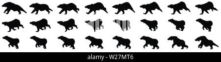 Frame di animazione del ciclo Bear Run, foglio di sprite della sequenza di animazione del ciclo loop Illustrazione Vettoriale