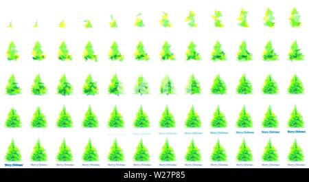 Decorato albero di Natale animazione, albero di Natale crescente sequenza di animazione Illustrazione Vettoriale