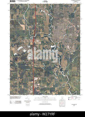 USGS TOPO Map Indiana in Columbus 20100513 TM il restauro Foto Stock