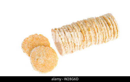 Congelati frittelle di patate su sfondo bianco. Foto Foto Stock