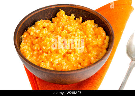 Piatto di zucca e riso Cereali, dieta porridge. Foto Stock