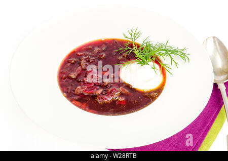 Vegetali zuppa vegetariana con la barbabietola rossa. Foto Studio Foto Stock