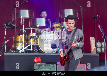 Kelly Jones da Welsh Rock band Stereophonics esegue sul palco in Trinity College di Dublino come parte del Summer Festival di serie. Foto Stock