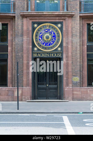 Ingresso al Financial Times uffici a Bracken House, Città di Londra, Regno Unito Foto Stock