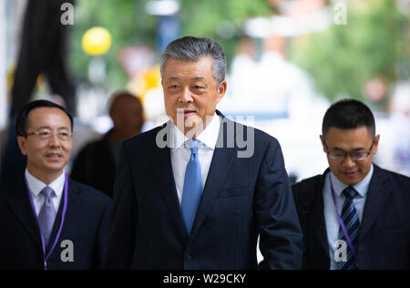 07 Luglio, 2019. Ambasciatore cinese a Londra, Liu Xiaoming, arriva a comparire su Andrew Marr Show. La Cina ha accusato la Gran Bretagna di interferire nei suoi affari di Hong Kong.Londra, UK Credit: Tommy Londra/Alamy Live News Foto Stock