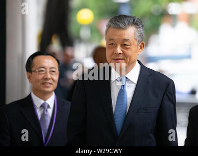 07 Luglio, 2019. Ambasciatore cinese a Londra, Liu Xiaoming, arriva a comparire su Andrew Marr Show. La Cina ha accusato la Gran Bretagna di interferire nei suoi affari di Hong Kong.Londra, UK Credit: Tommy Londra/Alamy Live News Foto Stock