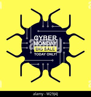 Cyber lunedì. Etichetta della Tag. Icona del piatto. Vettore illustrazione stock Illustrazione Vettoriale