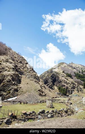 Vista in alta montagna latitude alla regione Mtskheta-Mtianeti in Georgia Foto Stock