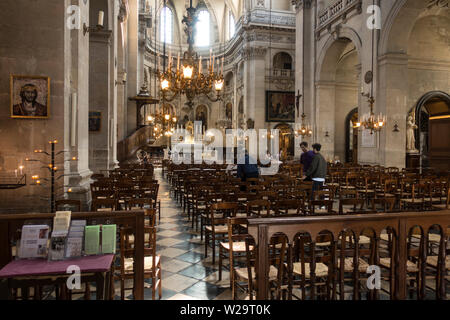 Interno chiesa di San Paolo nel quartiere di Marais, Paris, Francia. Foto Stock