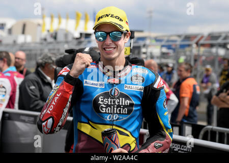 Chemnitz, Germania. 07 Luglio, 2019. Il 7 luglio 2019, Sachsenring Motorsport racing circuito, Hohenstein-ernstthal, Chemnitz, in Sassonia, Germania; MotoGP di Germania, il giorno della gara; Moto2 rider Alex Marquez 1 ° posto Credit: Azione Plus immagini di sport/Alamy Live News Foto Stock