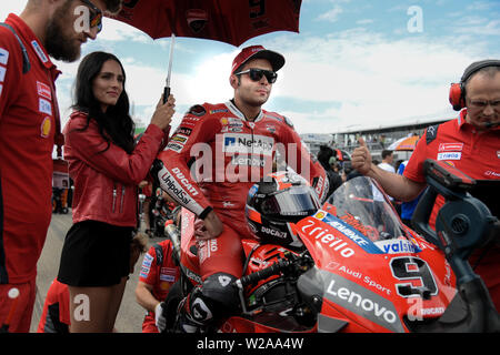 Chemnitz, Germania. 07 Luglio, 2019. Il 7 luglio 2019, Sachsenring Motorsport racing circuito, Hohenstein-ernstthal, Chemnitz, in Sassonia, Germania; MotoGP di Germania, il giorno della gara; Danilo Petrucci (Ducati) sulla griglia di credito: Azione Plus immagini di sport/Alamy Live News Foto Stock