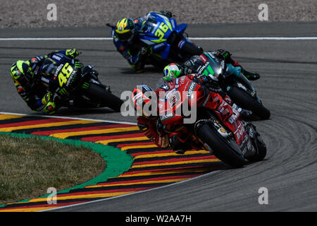 Chemnitz, Germania. 07 Luglio, 2019. Il 7 luglio 2019, Sachsenring Motorsport racing circuito, Hohenstein-ernstthal, Chemnitz, in Sassonia, Germania; MotoGP di Germania, il giorno della gara; Danilo Petrucci (Ducati) durante la gara di credito: Azione Plus immagini di sport/Alamy Live News Foto Stock