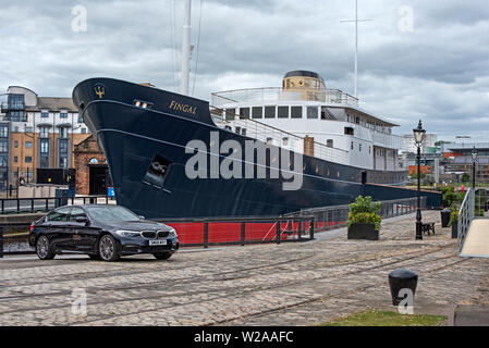 MV Fingal, di un lussuoso hotel galleggiante, ormeggiato in Leith Foto Stock