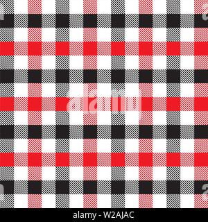 Nero e rosso Gingham pattern. La texture dal rombo/quadrati per - plaid, tovaglie, abiti, camicie, abiti, carta, biancheria da letto, coperte, trapunte e o Illustrazione Vettoriale