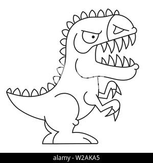 Cartoon doodle illustrazione del dinosauro cartoon per libro da colorare, t-shirt print design, biglietto di auguri Illustrazione Vettoriale