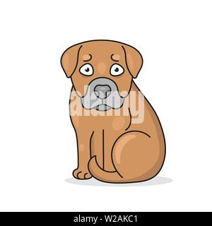 Happy Cartoon cucciolo seduta, Ritratto di carino piccolo cane . Amico cane. Illustrazione Vettoriale. Isolato su sfondo bianco. Illustrazione Vettoriale