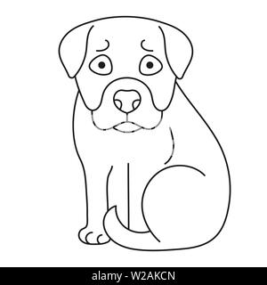 Cane. Libro da colorare il design per i bambini ed i bambini. Illustrazione di vettore isolato su sfondo bianco. Illustrazione Vettoriale