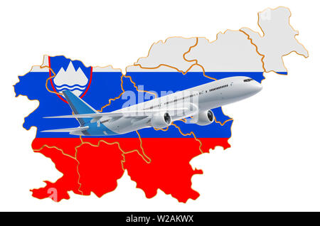 Voli per la Slovenia, il concetto di viaggio. 3D rendering isolati su sfondo bianco Foto Stock