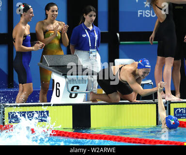 Piscina Scandone, Napoli, Italia. 7 Luglio, 2019. Trentesimo Universiade estiva giornata di gara 4 femminile; 4x200m Freestyle Finale, team Italia Credito: Azione Sport Plus/Alamy Live News Foto Stock