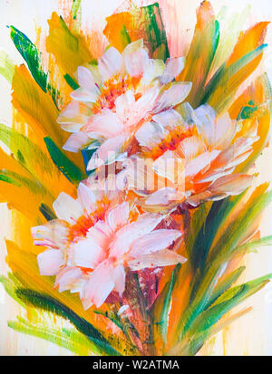 Abstract fiori di gara, pittura ad olio su tela. Dipinto a mano fiori Foto Stock
