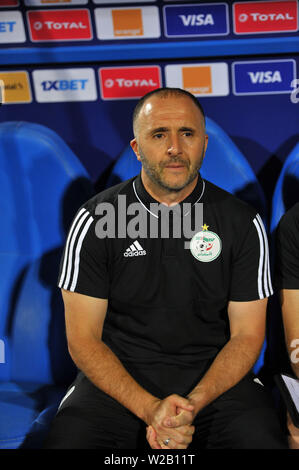 Il Cairo, Egitto. 7 Luglio, 2019. Djamel Belmadi pullman di Algeria durante l'Algeria vs Guinea.Totale Africa Coppa delle Nazioni Egitto 2019 al giugno 30 stadium est del Cairo.foto: Chokri Mahjoub Credito: Chokri Mahjoub/ZUMA filo/Alamy Live News Foto Stock