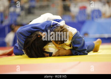 Campania. 7 Luglio, 2019. Universiade Napoli, ultimo giorno di competizioni di Judo.Italia, Napoli 7 luglio 2019 alla mostra d'oltremare di uomini e donne squadra judo finali sono state detenute. Credito: Fabio Sasso/ZUMA filo/Alamy Live News Foto Stock