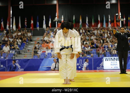 Campania. 7 Luglio, 2019. Universiade Napoli, ultimo giorno di competizioni di Judo.Italia, Napoli 7 luglio 2019 alla mostra d'oltremare di uomini e donne squadra judo finali sono state detenute. Credito: Fabio Sasso/ZUMA filo/Alamy Live News Foto Stock