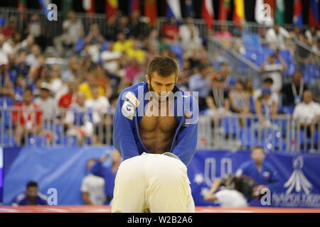 Campania. 7 Luglio, 2019. Universiade Napoli, ultimo giorno di competizioni di Judo.Italia, Napoli 7 luglio 2019 alla mostra d'oltremare di uomini e donne squadra judo finali sono state detenute. Credito: Fabio Sasso/ZUMA filo/Alamy Live News Foto Stock